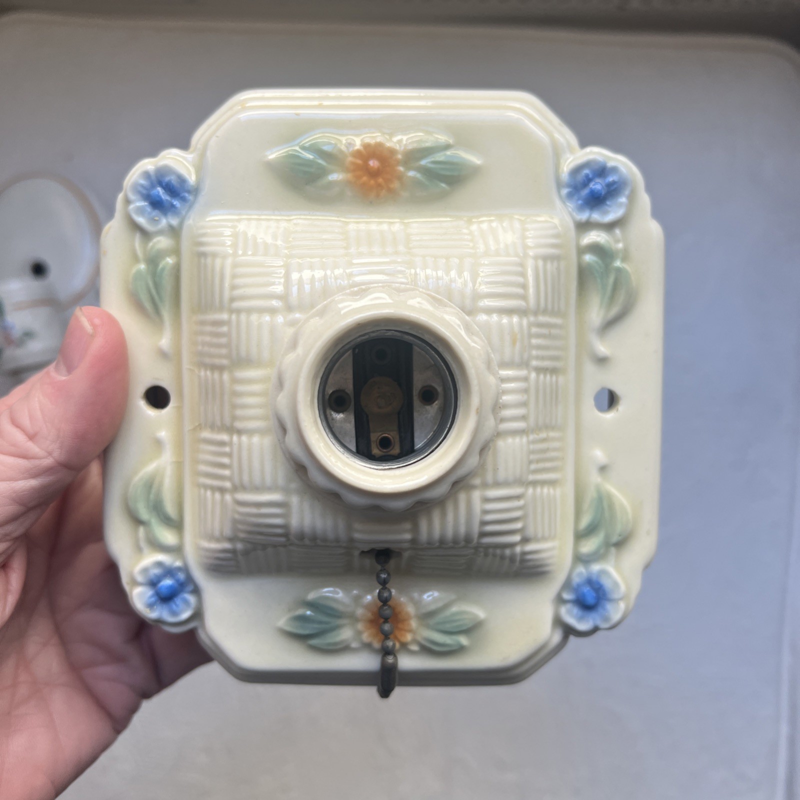 4 Antique Wall Light Sconce & Fixtures - 1 Porcelier #7H