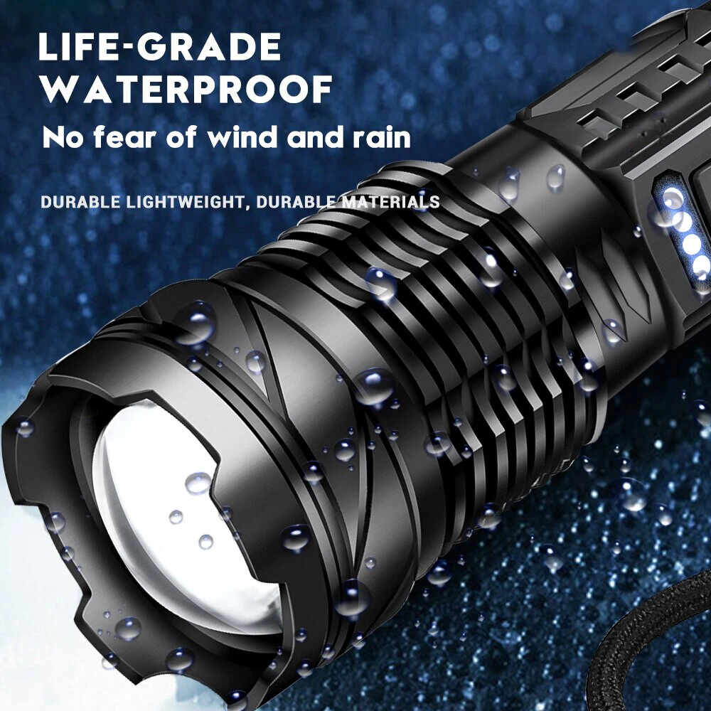 1000000 Lumens Super Bright LED Tactical Flashlight Rechargeable Zoomable 7 Mode