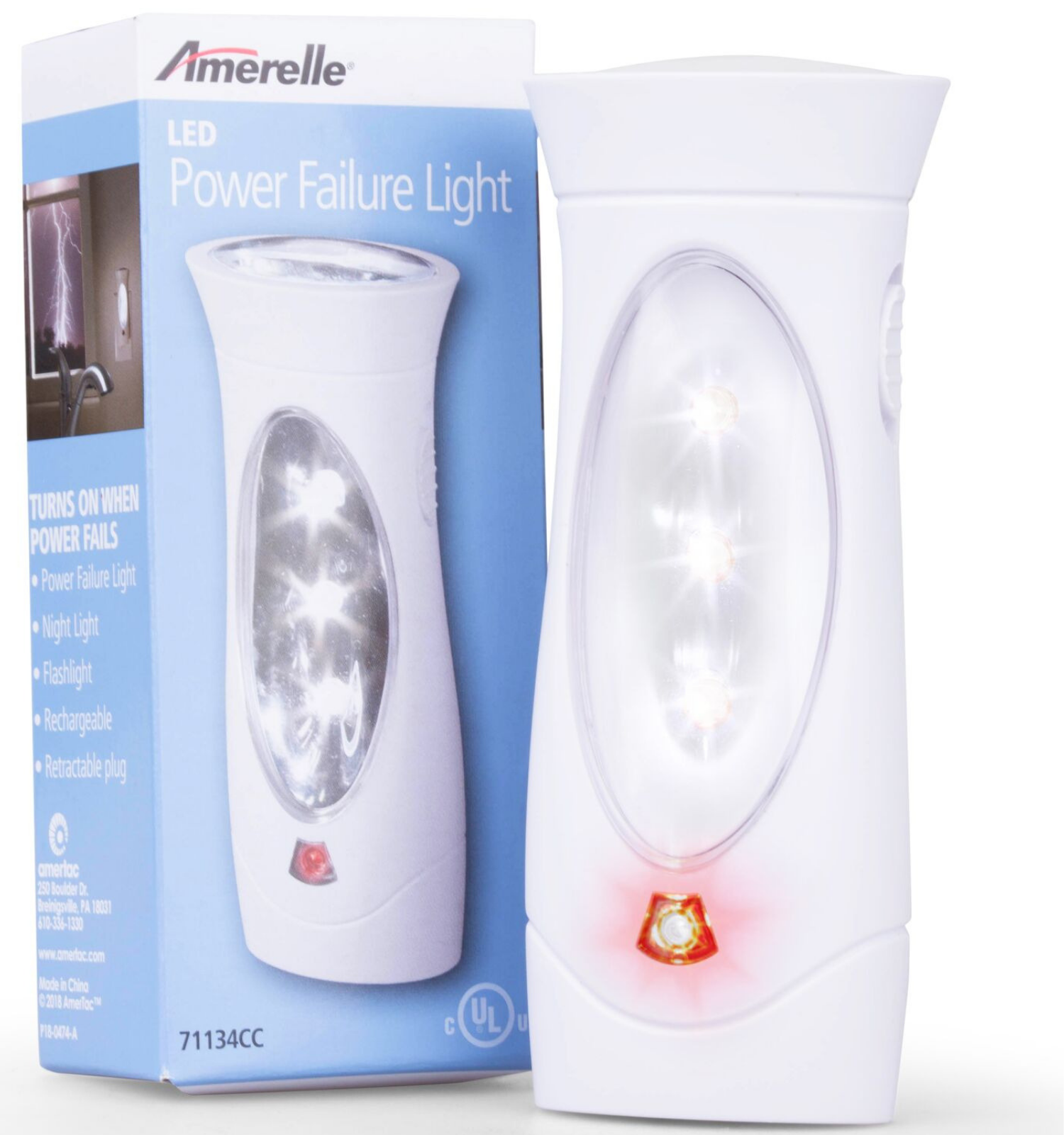 Amerelle by Amertac 71134CC LED Slimline Power Failure Lite