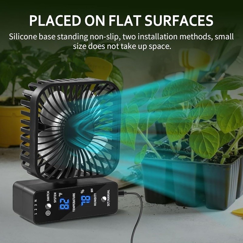 Dual Fan Plant Growth System Real Time Humidity Control Adjustable Airflow 2Pack