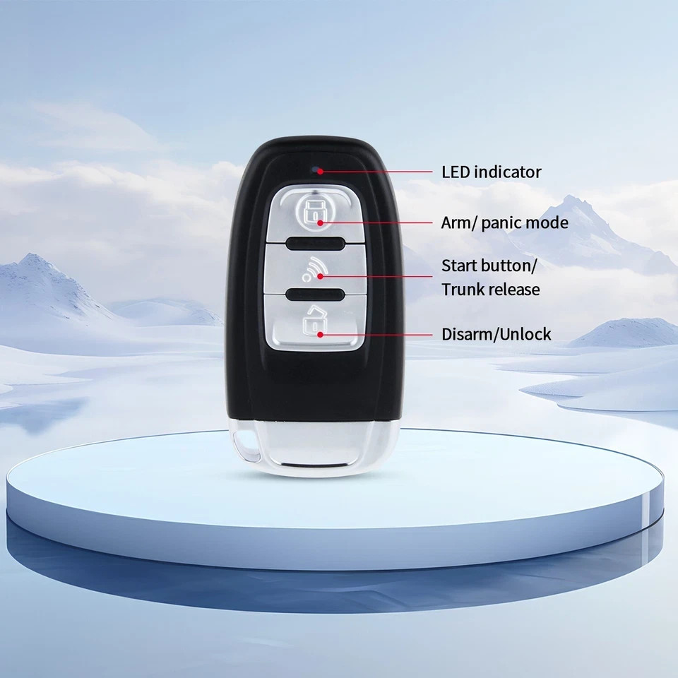 Smart pke keyless go car alarm system remote starter push start button auto lock