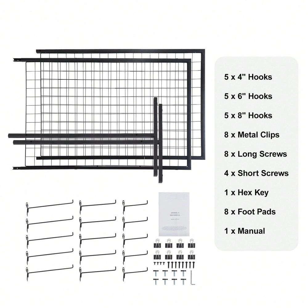 2PK 2x5.6ft Grid Wall Panel Tower Wire Gridwall Display Rack T-Base Stand Hooks