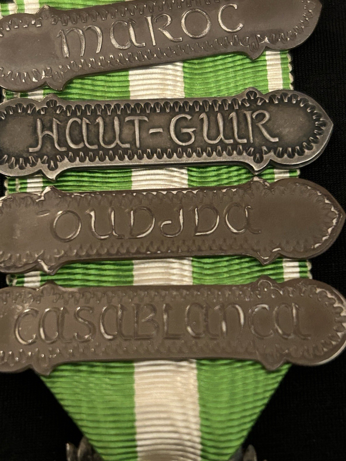 GREAT! FRANCE MOROCCO Campaign Medal Four Bar Maroc Haut-Guur Casablanca Oudjdo