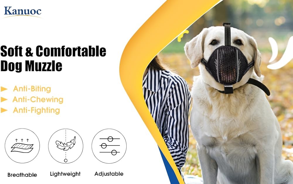 Dog Muzzle, Mesh Soft Muzzle for Small Medium Lar Sized Dogs, Breathable
