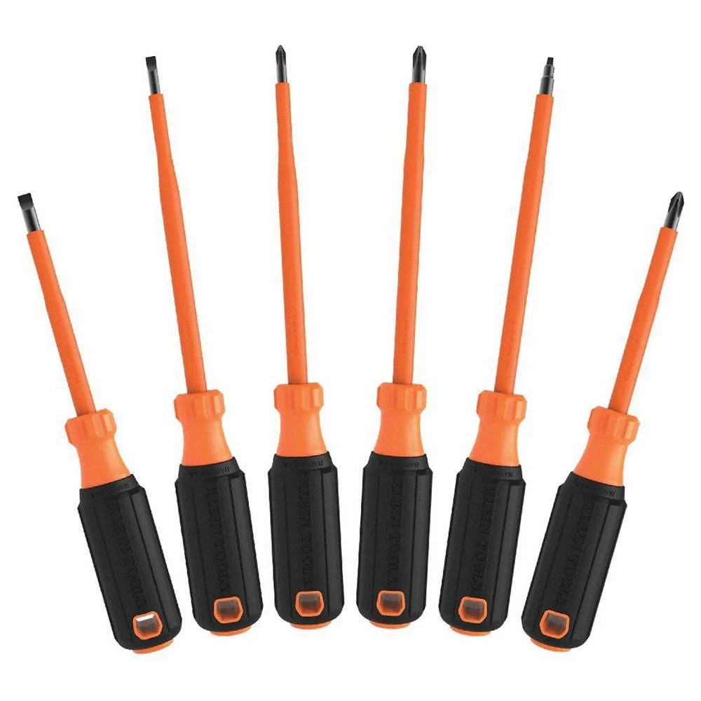 KLEIN TOOLS 85076INS Screwdriver Set, 1000V Insul, 6 Pc