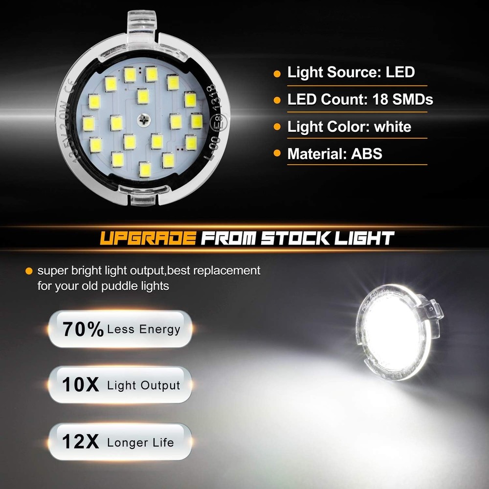 Side Mirror Puddle Light LED Lamp Vehicle Replacement