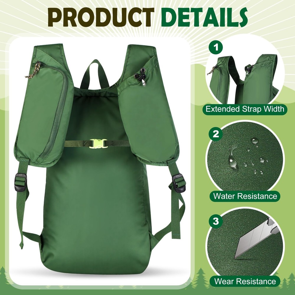 12L Ultralight Thin Packable Daypack, Small Foldable Hiking Backpack Travel ...
