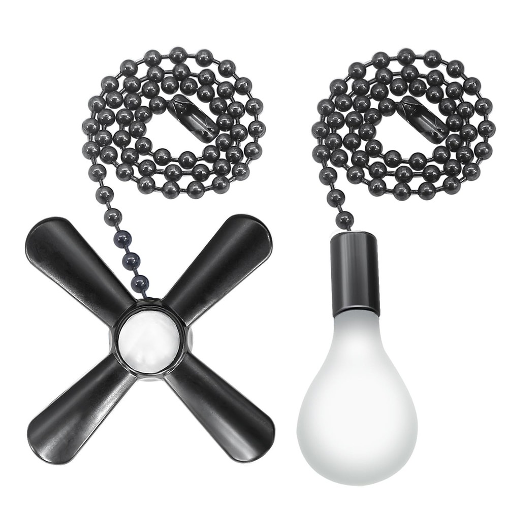 Black Ceiling Fan Pull Chain Set, 2Pack 3mm Diameter Beaded Fluorescent Decor...