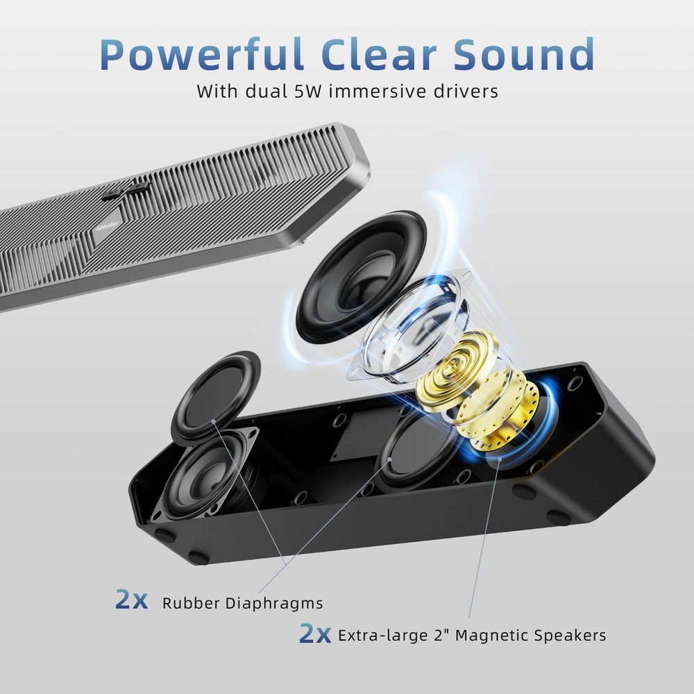 Computer Speakers for Desktop Pc, Wired USB Powered Bluetooth PC Speakers