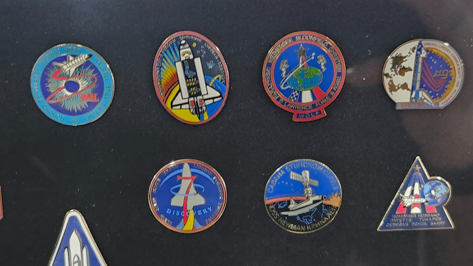 rare Winco framed collection of NASA "Excellance in Space" insignia pins