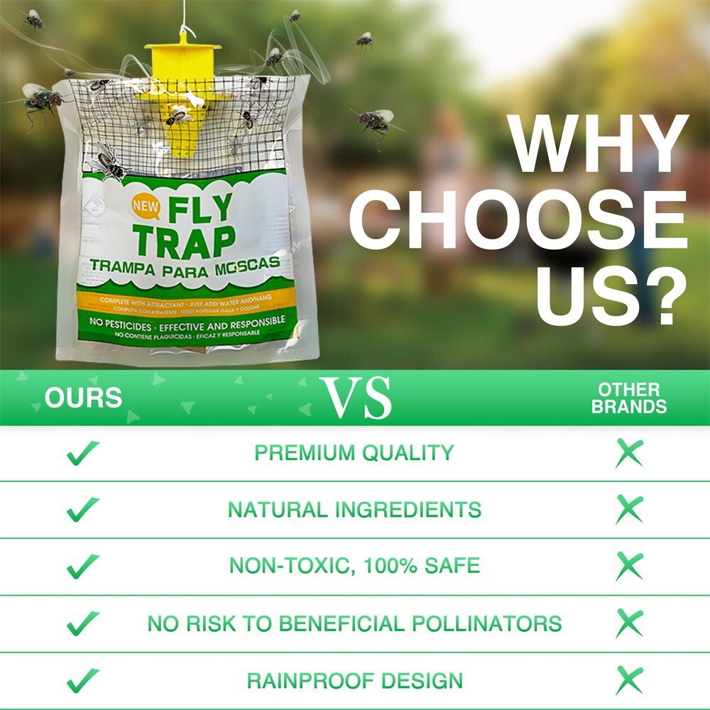 10 Pack Hanging Disposable Outdoor Fly Traps - Effective Pest Control