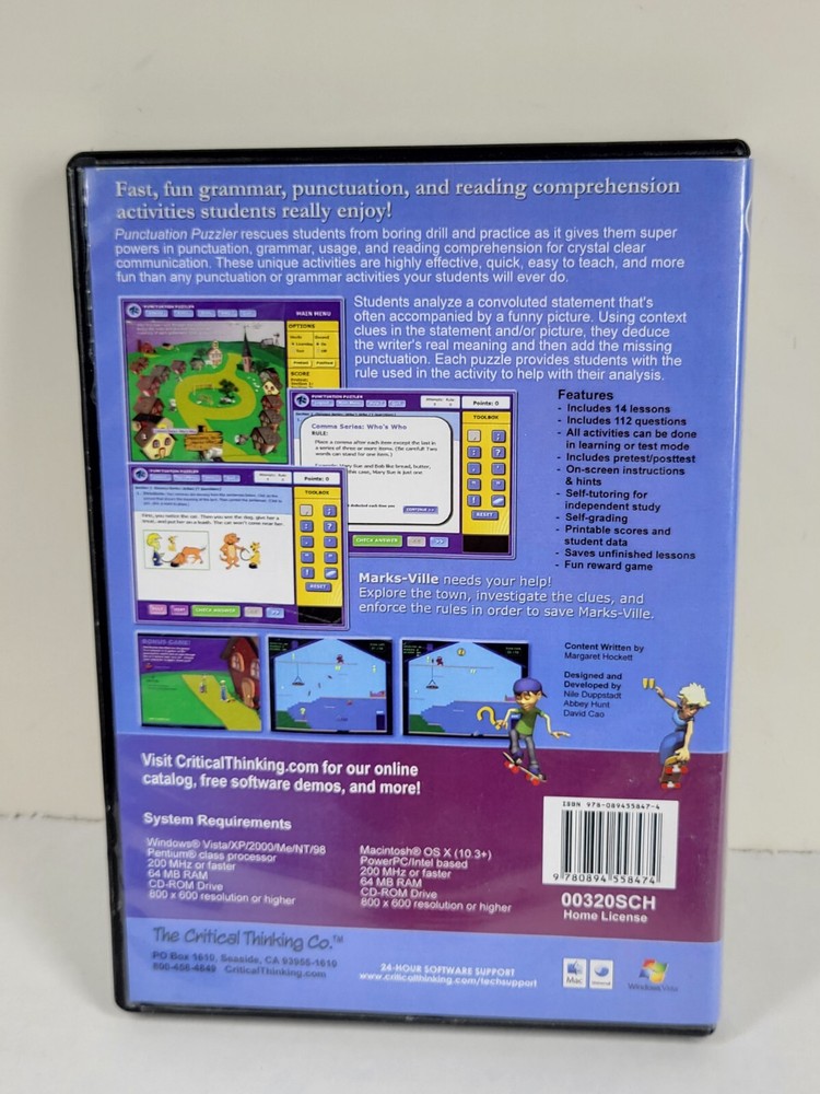 Punctuation Puzzler Win Mac PC CD-Rom 2006 Software Commas & More A1 Grades 3-4