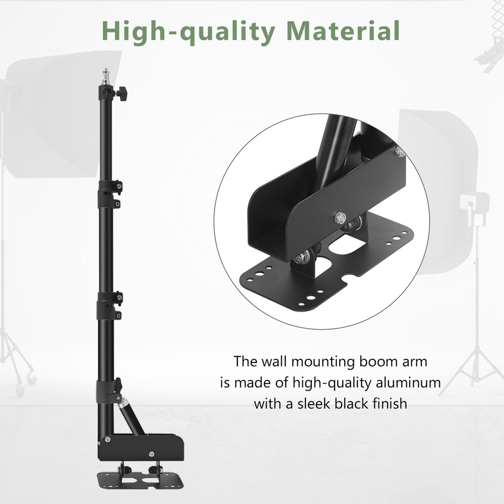 Ring Light Wall Mount with Triangle Base, 43.3inch/110cm Length Adjustable Su...