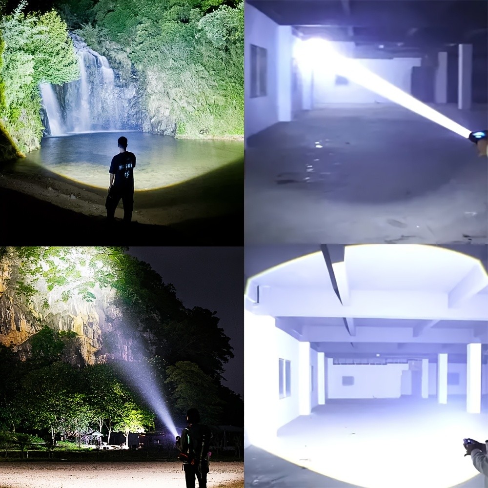LED Flashlight Strong Light Rechargeable Torch Super Bright with COB Side Lights