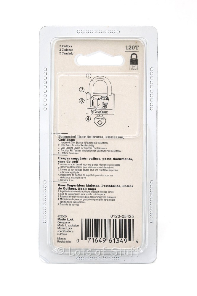 Master Lock Model 120T 2 Lock Pack Same Key Lock Set NOS Sealed