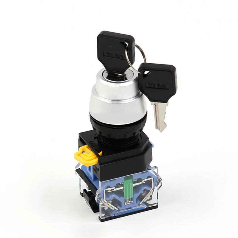 22mm Rotary Switch With Key Security Lock Switch Momentary Latching 2/3 Position