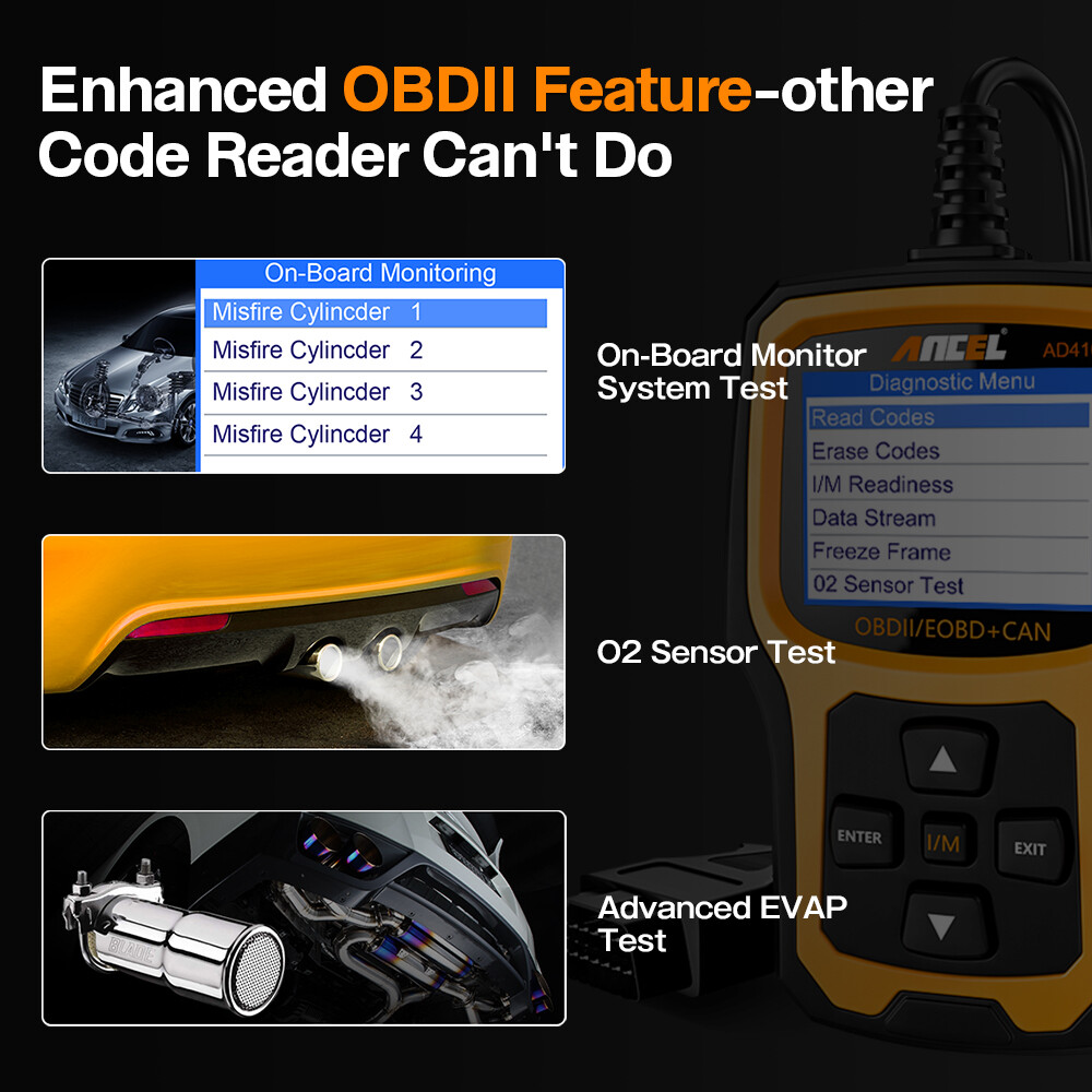 ANCEL AD410 OBD2 Scanner Car Check Engine Code Reader + Protective Storage Bag