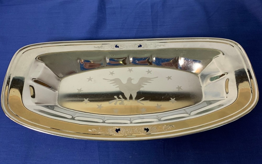 Eagle oval bread tray/serving dish. Chrome-plated.