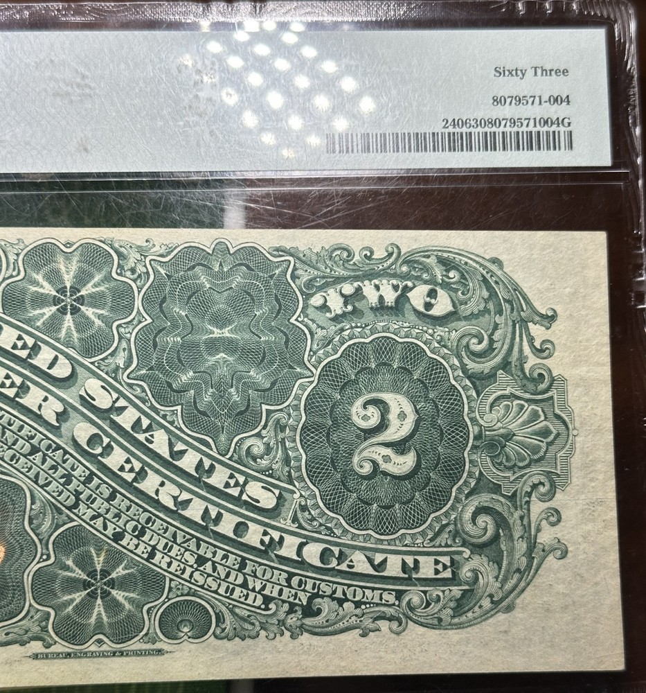 Pmg 1886 Silver Certiicate Ms 63 $2