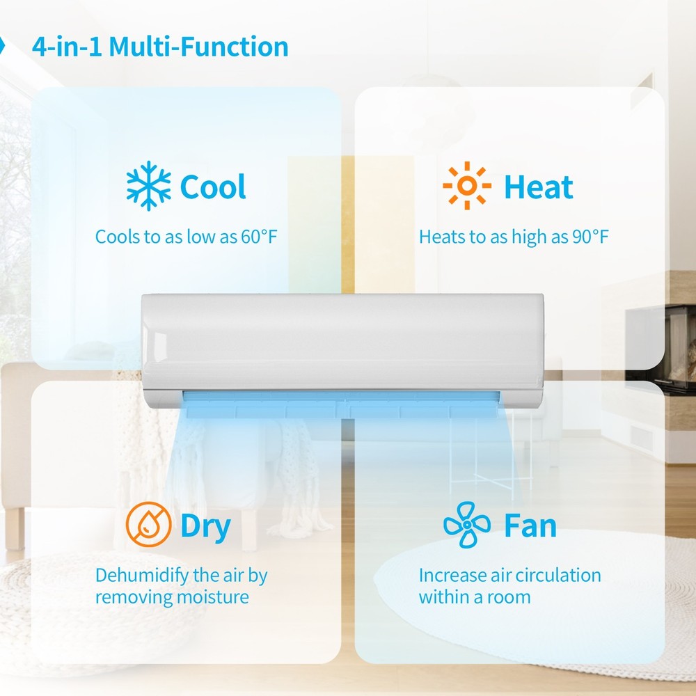 DISHUP Mini Split Air Conditioner&Heater,WIFI Enabled,21 SEER2 AC Unit
