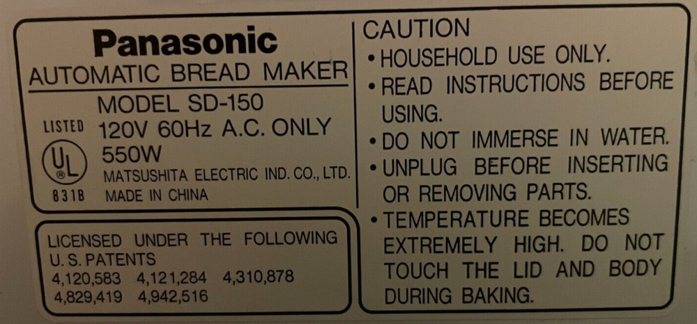 Temperature Sensor + Fuse Assembly for Panasonic Bread Maker Model SD-150