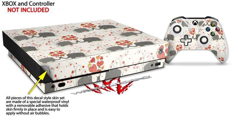 Skin for XBOX One X Console Controller Elephant Love Decal