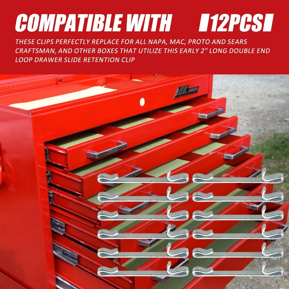12 Pcs Early 2'' Double Loop Style Tool Box Drawer Slide Retaining Keeper Clips