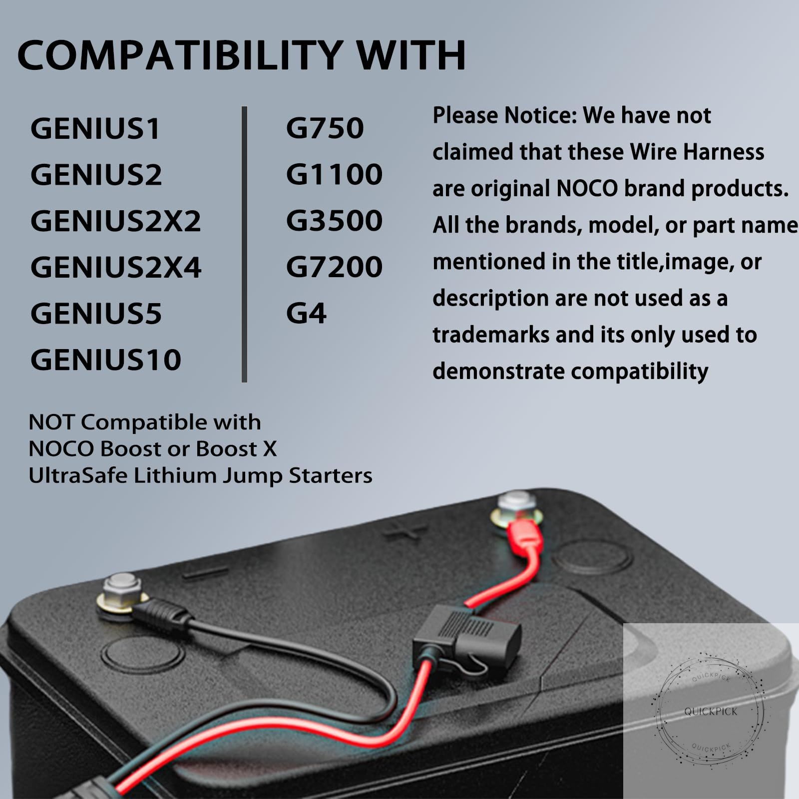 2 Pack GC008 X-Connect fit for NOCO Battery Charger Accessories Cables,M10 3/8in