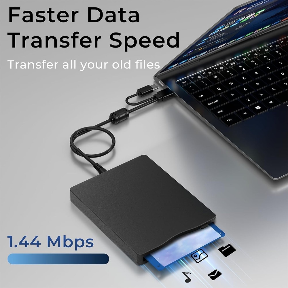 Durable 3.5" USB Floppy Reader - Lightweight and Versatile for Windows & Mac