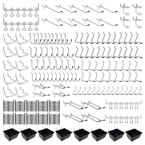 258PCS Pegboard Hook Set - Tool Organizer Kit with Bins & Assorted Hooks