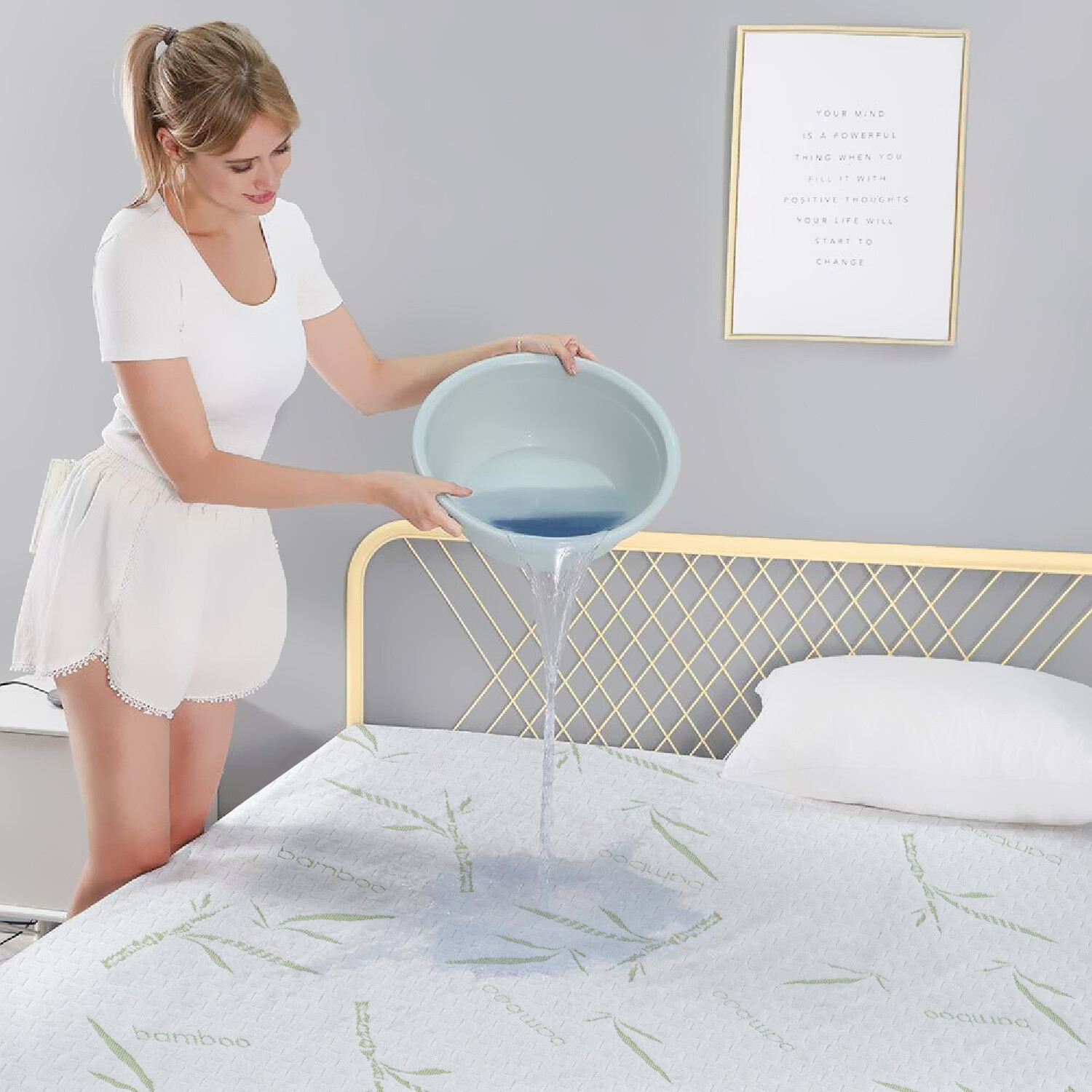 Waterproof Bamboo Mattress Protector Hypoallergenic Breathable Fitted Bed Covers