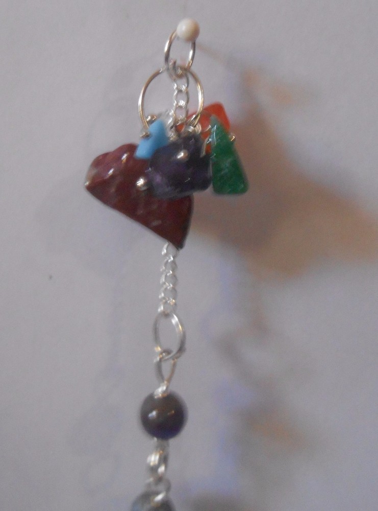 Rainbow Gemstone Wire Pyramid Point Dowsing Pendulum NEW Chakra Healing Pendant