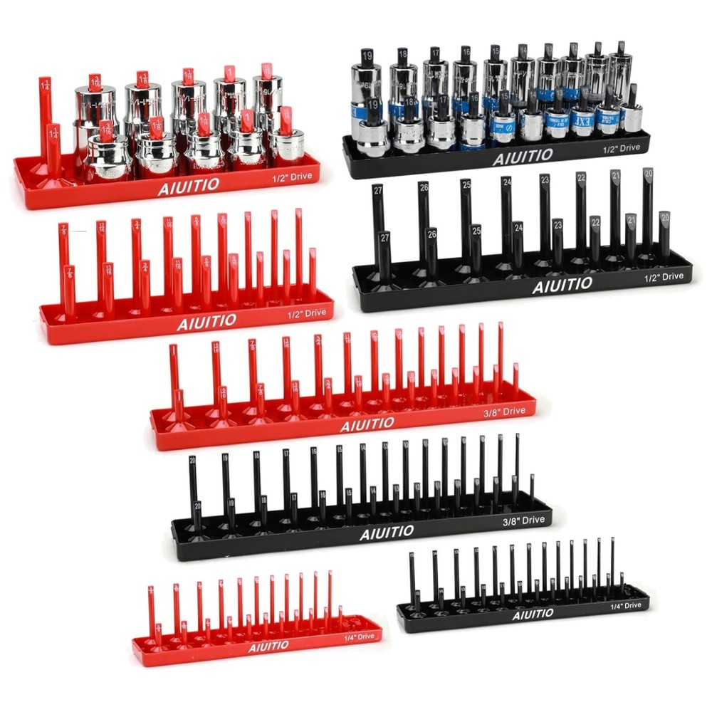 8-Piece Socket Organizer Set - Metric & SAE Tray Holders