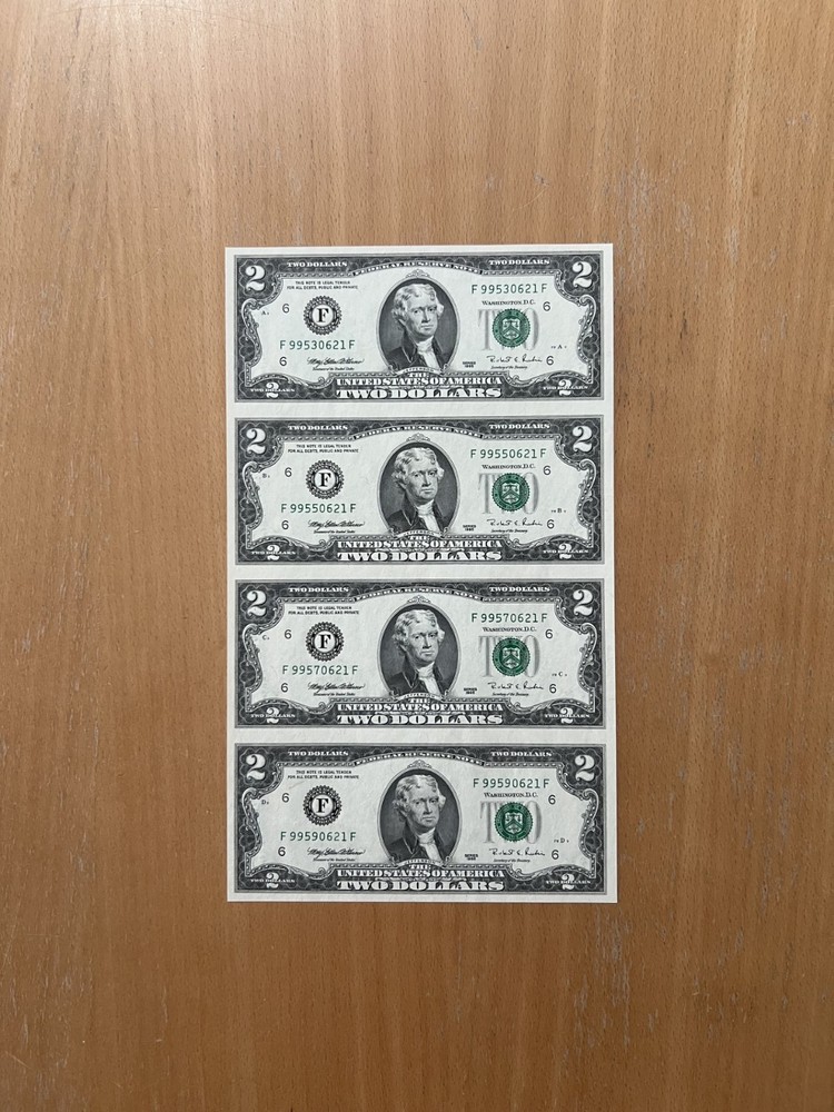 $2 1995 FF FOUR NOTE UNCUT SHEET - SHEET ONLY PRODUCTION RUN