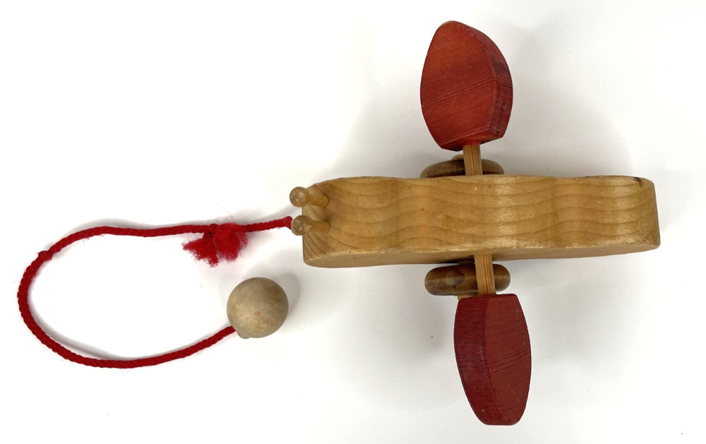 Vintage Wooden Pull Toy Bee Bug Pull Along Toy