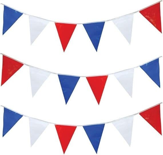 15 Meter Red,White, and Blue Triangle Bunting