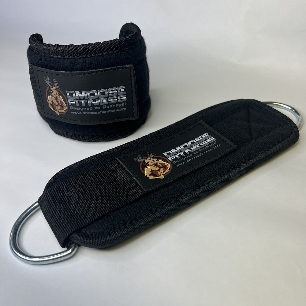NEW! 2-Pack • DMoose Ankle Strap • Cable Machine Attachments • Gym Black (Pair)
