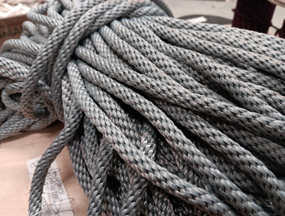 3/8” x 202ft. Solid Braid Polyester Rope. Made in USA. Light Gray