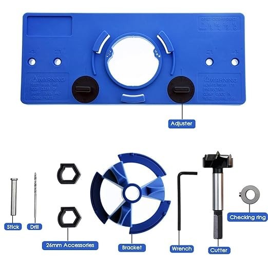 35mm Concealed Hinge Jig kit, Woodworking Tool Drill Bits, Hinge Drilling Hol...