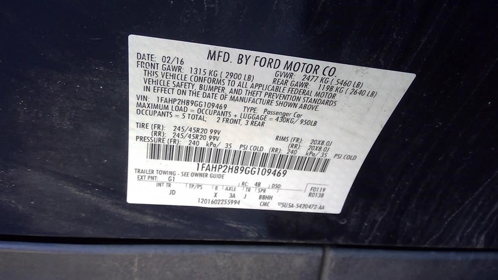 TAURUS 2016 Transmission Shift 2115358