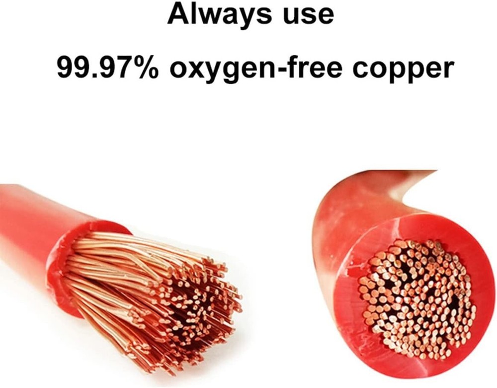 Oxygen-Free Copper Battery Cables 2FT - Corrosion Resistant & Durable