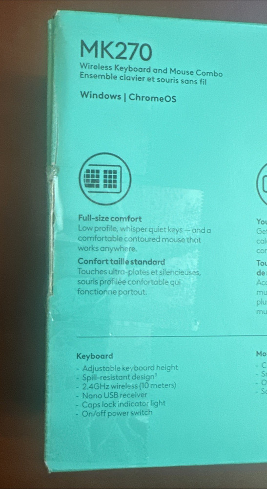 Wireless Keyboard and Mouse Combo Logitech MK270 Open Box