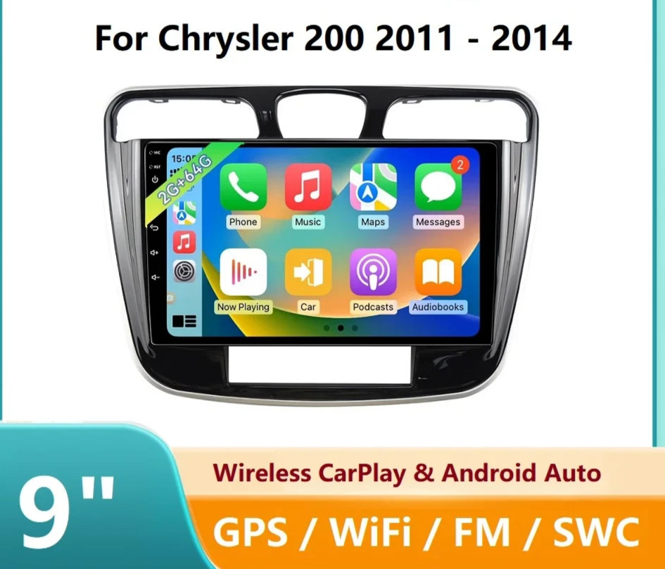 9"  Android 15 for Chrysler 200 stereo radio GPS Carplay 2010-2014