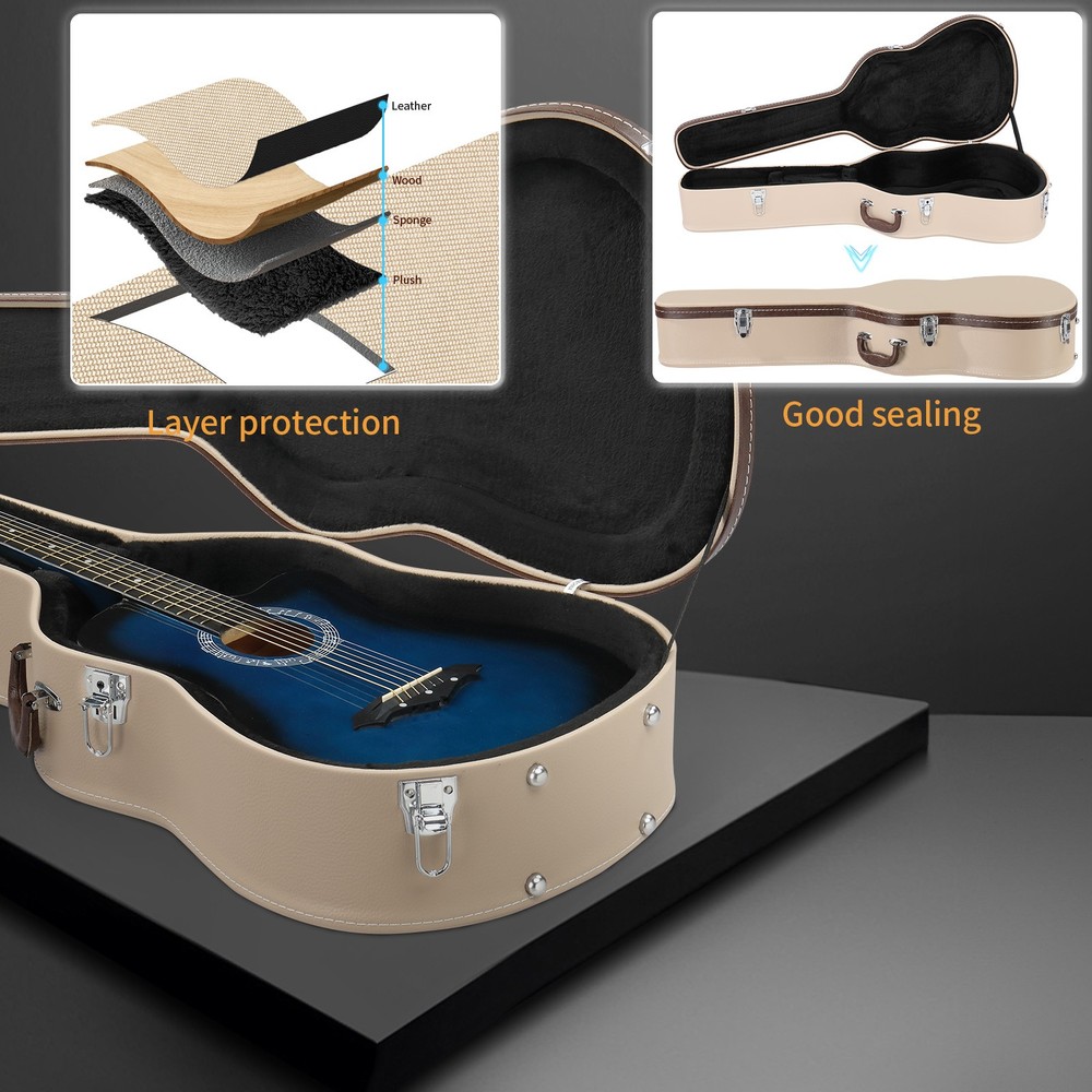 Glarry 39" Acoustic Classical Guitar Hard Case Box Hardshell Hard Case