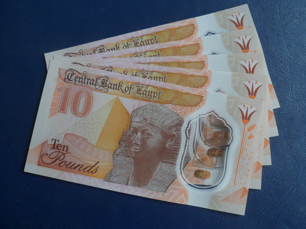 5 Pieces-2023 Egypt 10 Pound Banknotes-Uncirculated Mint State-New Polymer Note