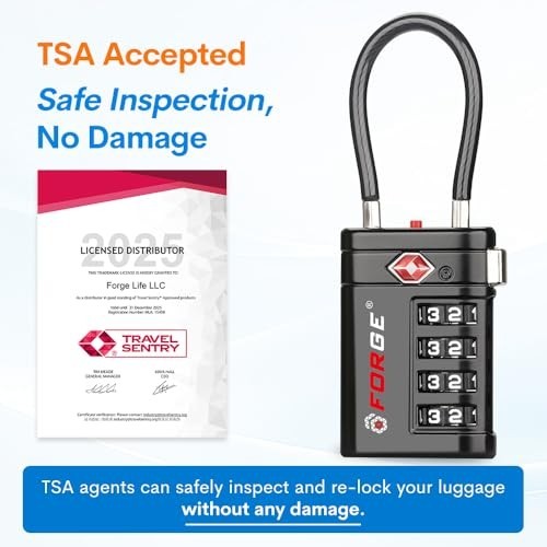 TSA Approved 4-Digit Combination Luggage Locks with Open Alert Indicator - 4 Pac