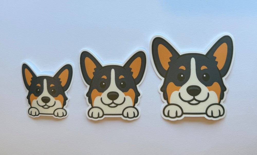 Corgi (Black Tri) Peeking Sticker
