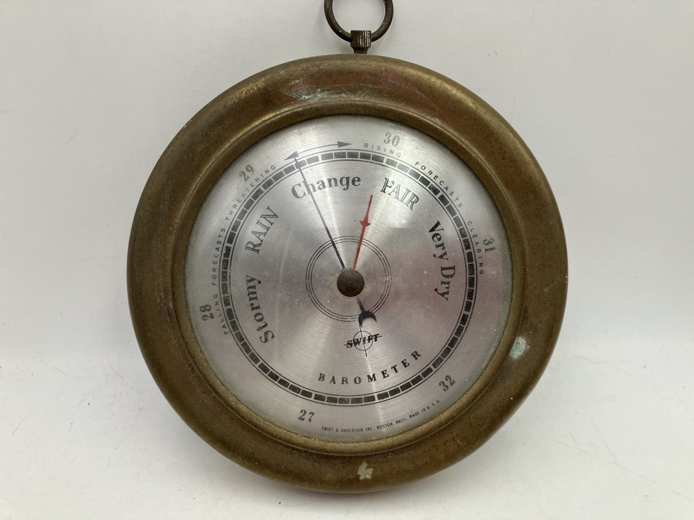 Swift & Anderson Wall Barometer Brass 5" Vintage Untested