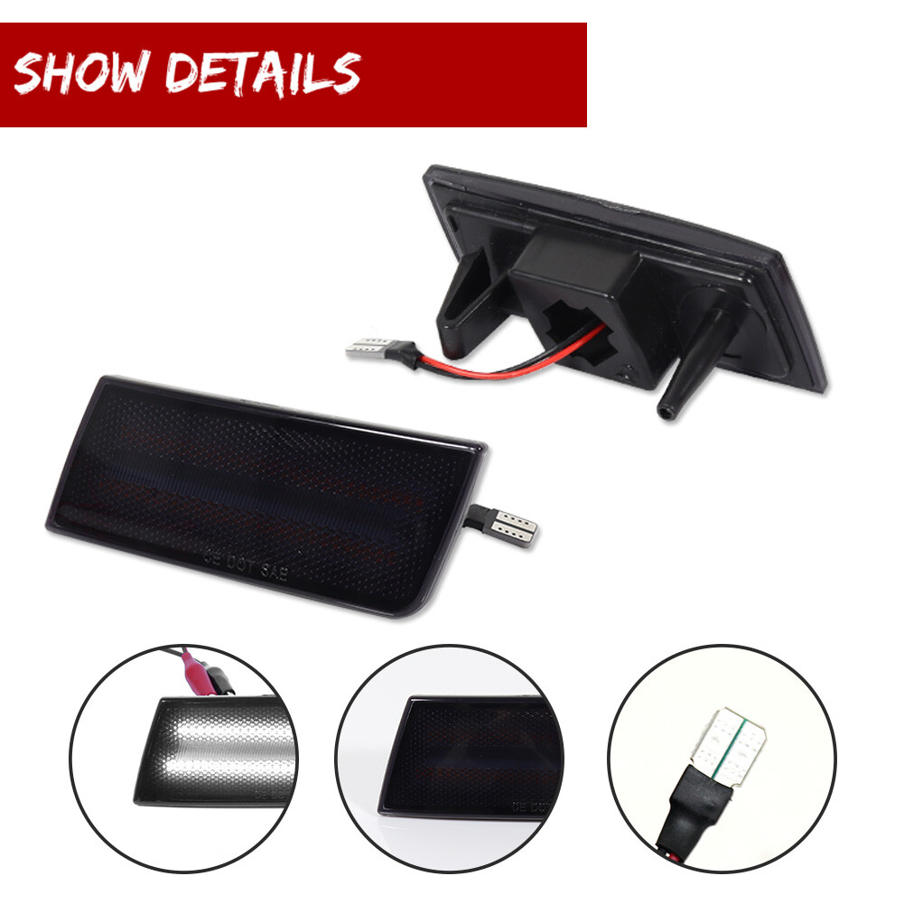 2X SMOKE LENS WHITE LED FRONT SIDE MARKER LIGHTS for 2005-2010 CHRYSLER 300 300C