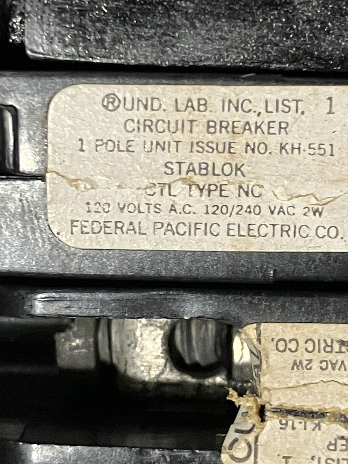 NC120 FPE 20 Amp 1 Pole Stab-Lok "Thin" Federal Pacific Breakers NC20 RED